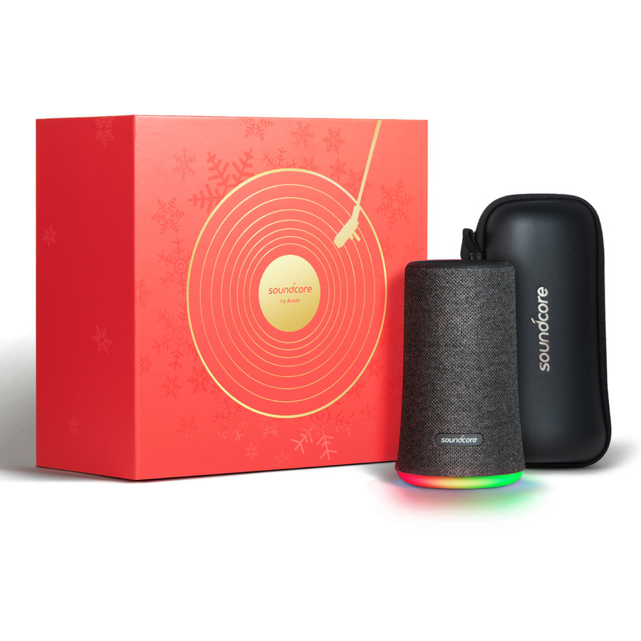 Boxa portabila wireless bluetooth Soundcore Flare 360 cu lumini LED Christmas Limited Edition Negru